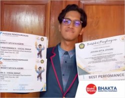 Mahasiswa S1 Kesehatan Masyarakat, Jehian Apta Jovani berhasil raih Juara 2 Lomba Vokal Grup dan Best Performance yang diadakan oleh PORNIKES JAWA TIMUR 2023