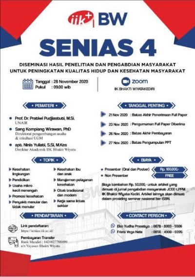 SENIAS 4: Diseminasi Hasil Penelitian dan Pengabdian Masyarakat untuk Peningkatan Kualitas Hidup dan Kesehatan Masyarakat